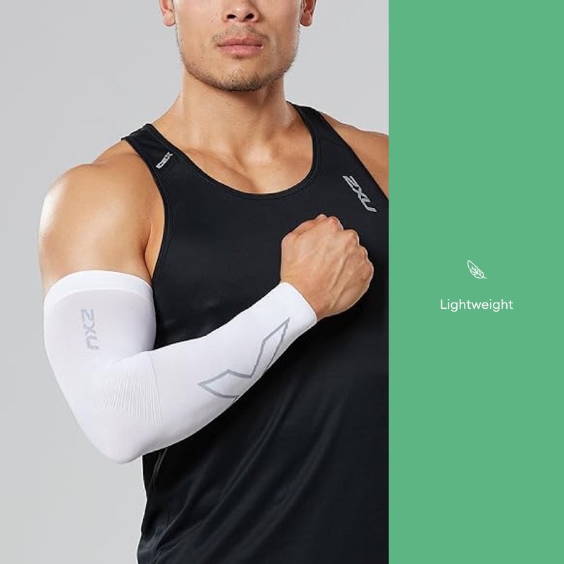 2XU Compression Flex Arm Sleeve - Small - White/Grey - Image 3